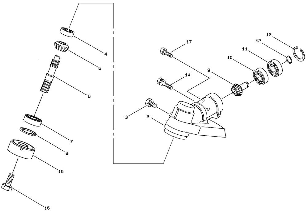 Gearcase Assembly Diagram and Parts List for 53003 (0895001 - 0899999)(1998) Lawn Boy Trimmer